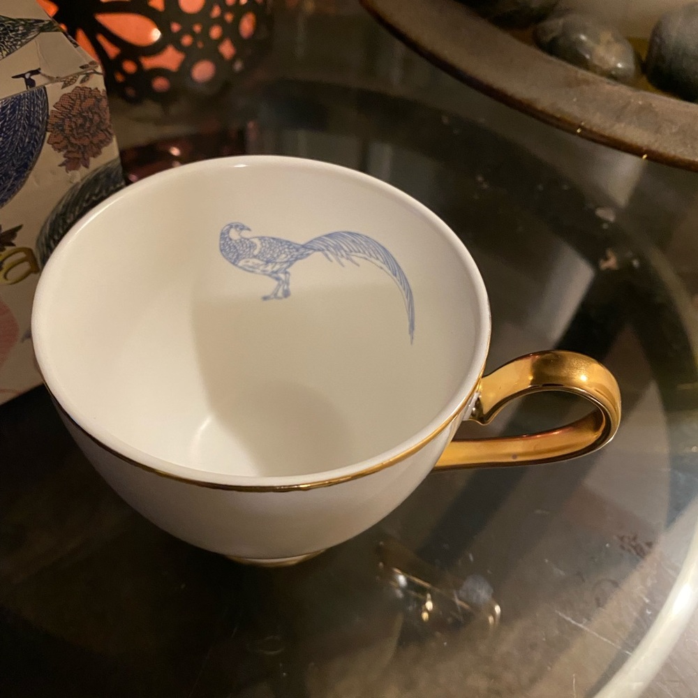 Kevia Nottingham Pheasant Teacup | Gold Handle Fine Porcelain Tea Cup - Picture 3 of 5